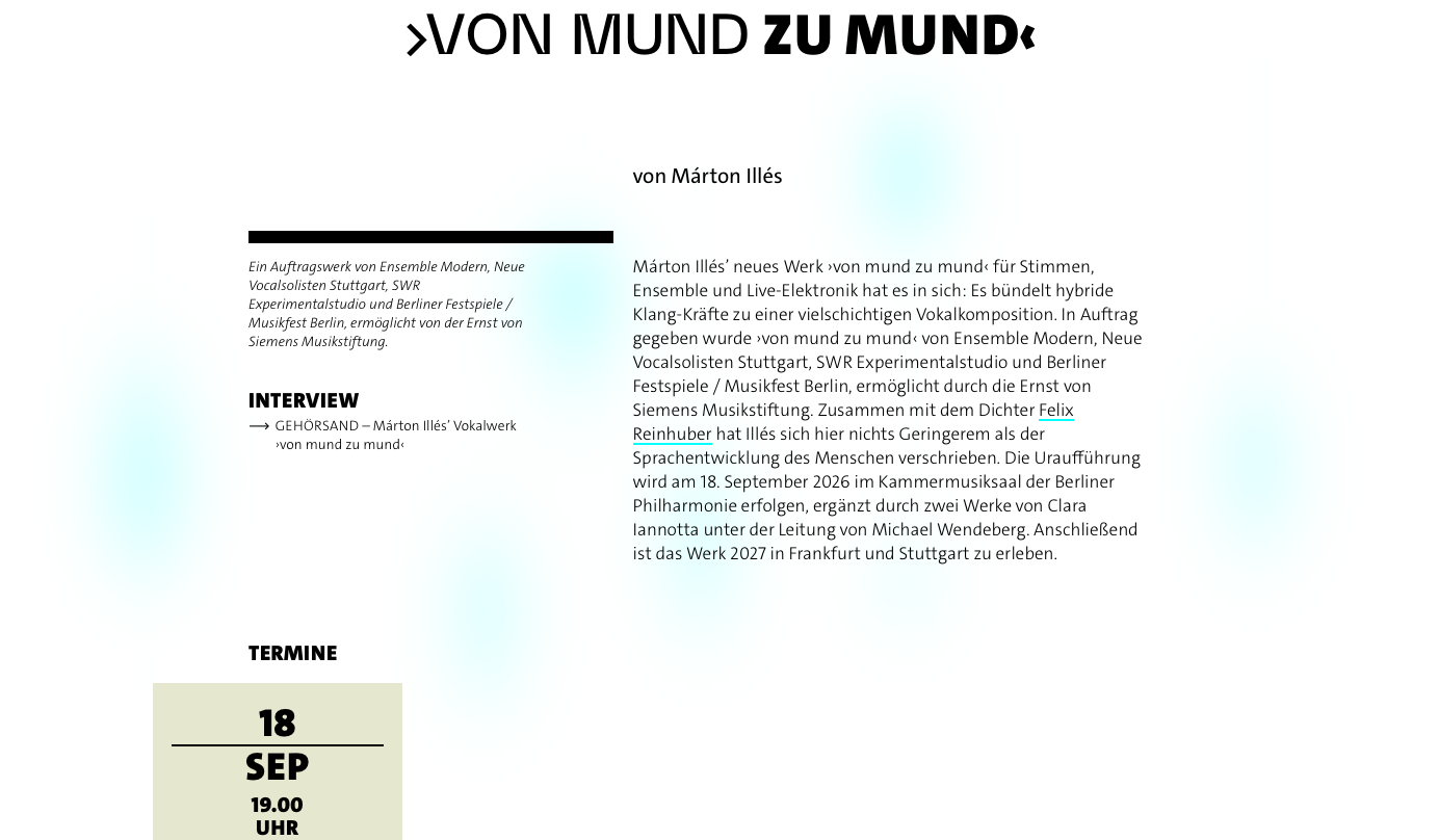 Ensemble Modern project page for von mund zu mund